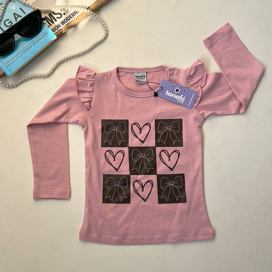 Pink Girls Full Sleeve Cotton T-Shirt D08