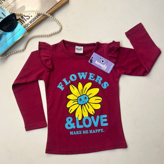 Flower Girls Full Sleeve Cotton T-Shirt   D02